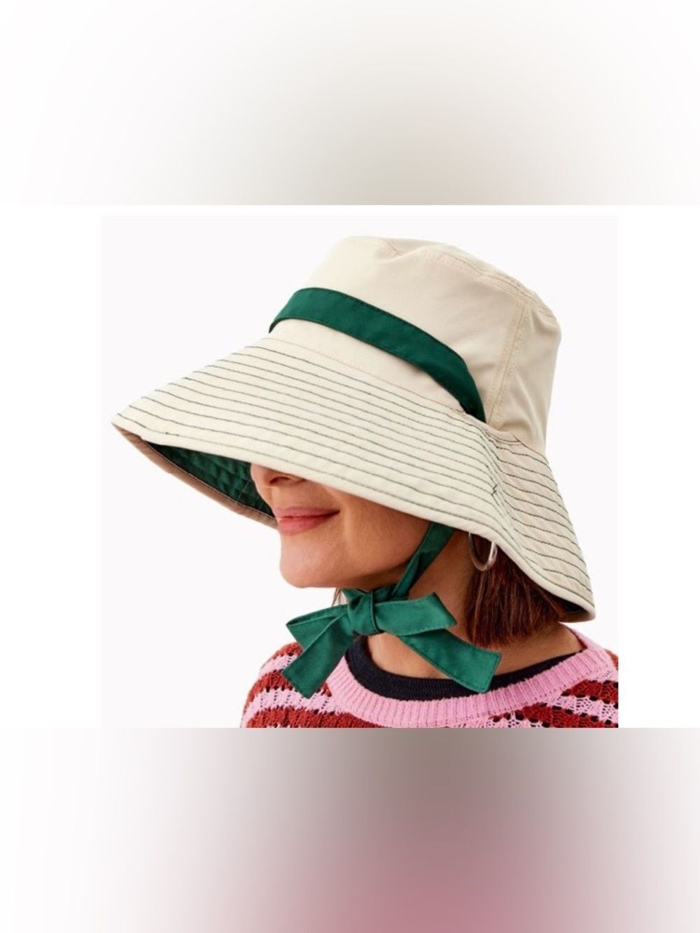 PS OS Reversible Ivory Green Mother’s Day Gardening Hat Nylon with Ties